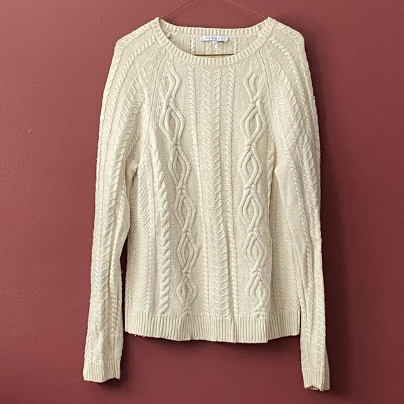Sandro Cream Cable Knit Wool Blend Sweater Size Large 3 - Picture 1 of 10